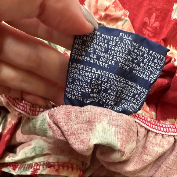 Ralph Lauren Elena Red Floral Full Deep Fitted Sheet 100% Cotton - Picture 3 of 4